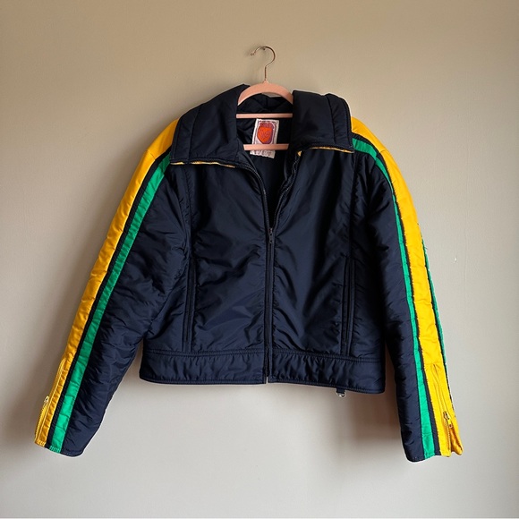 Vintage Jackets & Blazers - Vintage SKYR Navy Cropped Insulated Ski Jacket